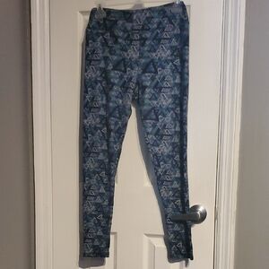 LuLaRoe Blue and White Patterned Leggings